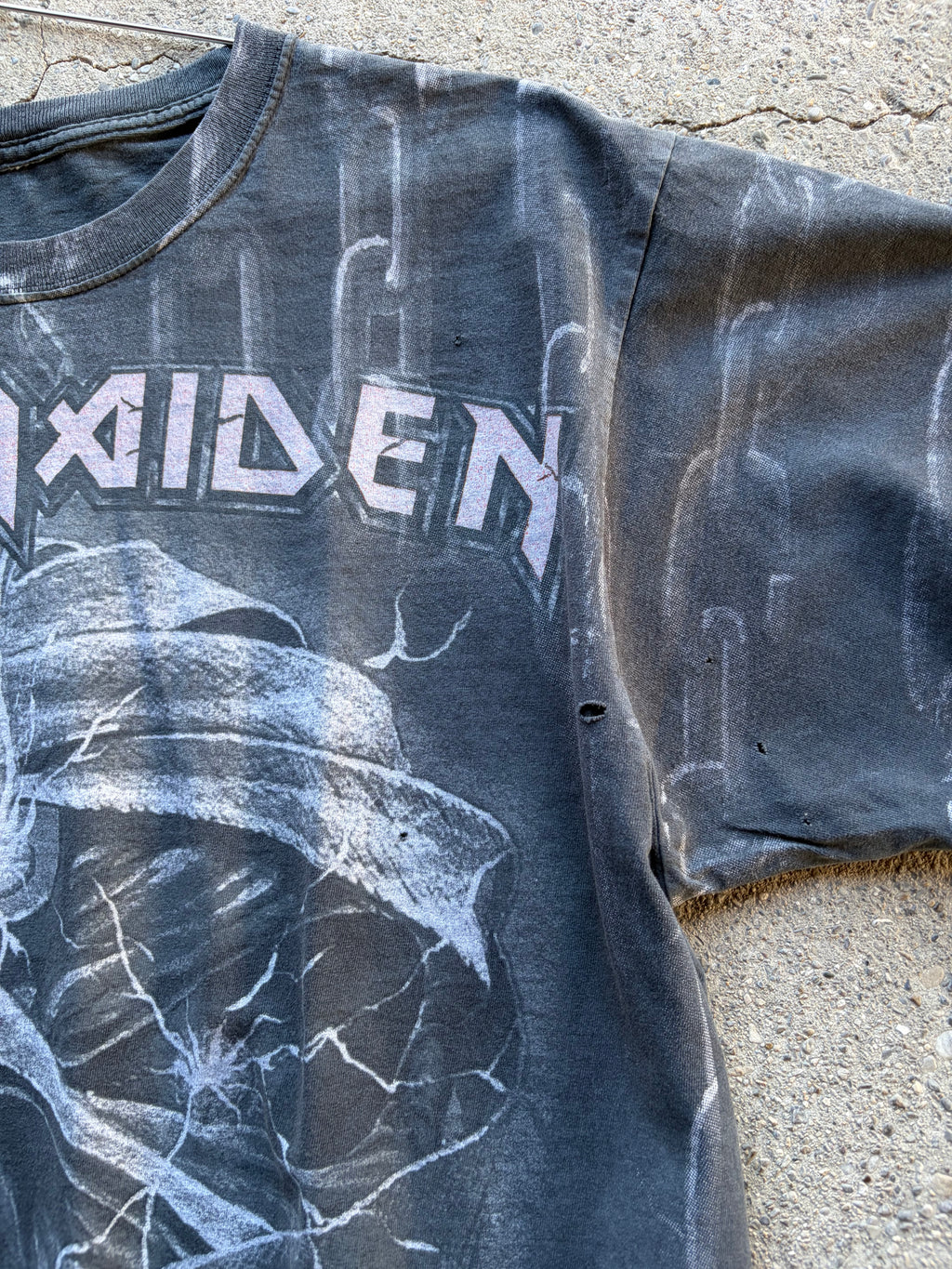 Vintage Faded Full Print Iron Maiden T Shirt Size S/M