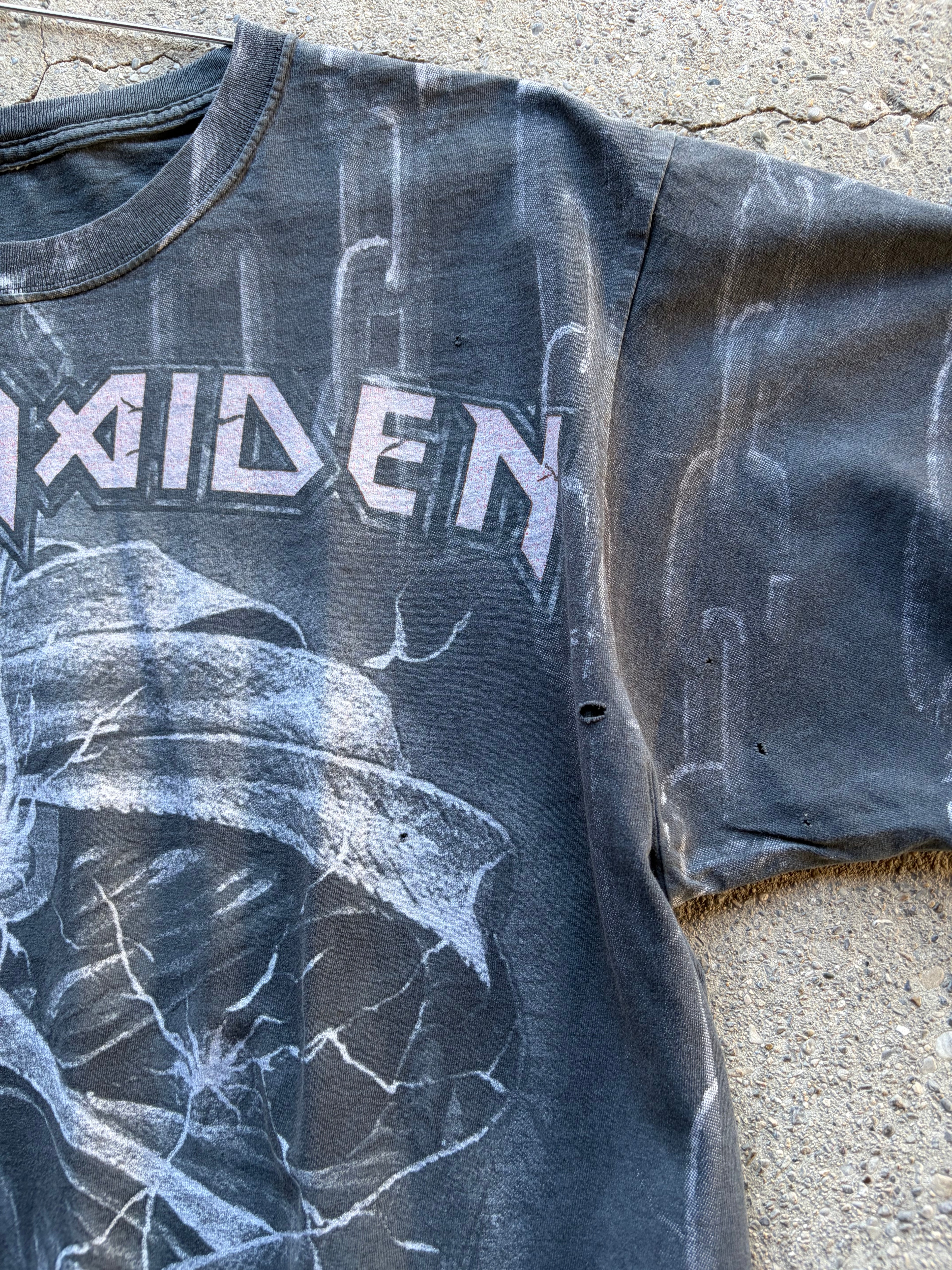 Vintage Faded Full Print Iron Maiden T Shirt Size S/M