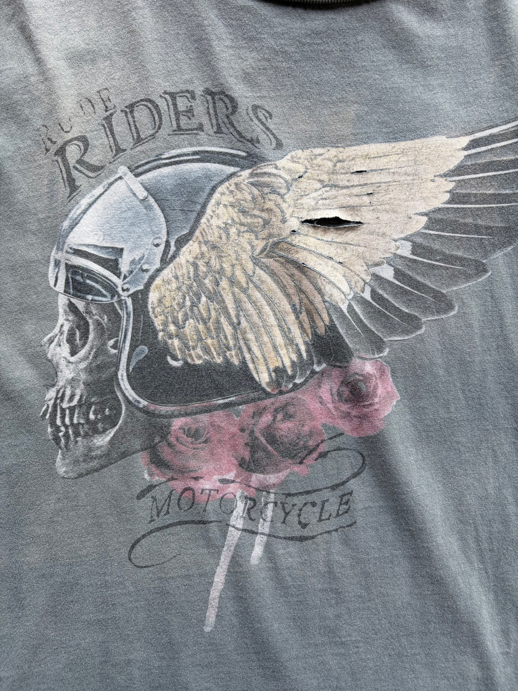 Vintage Faded Trashed Single Stitch rude riders shirt Size S/M