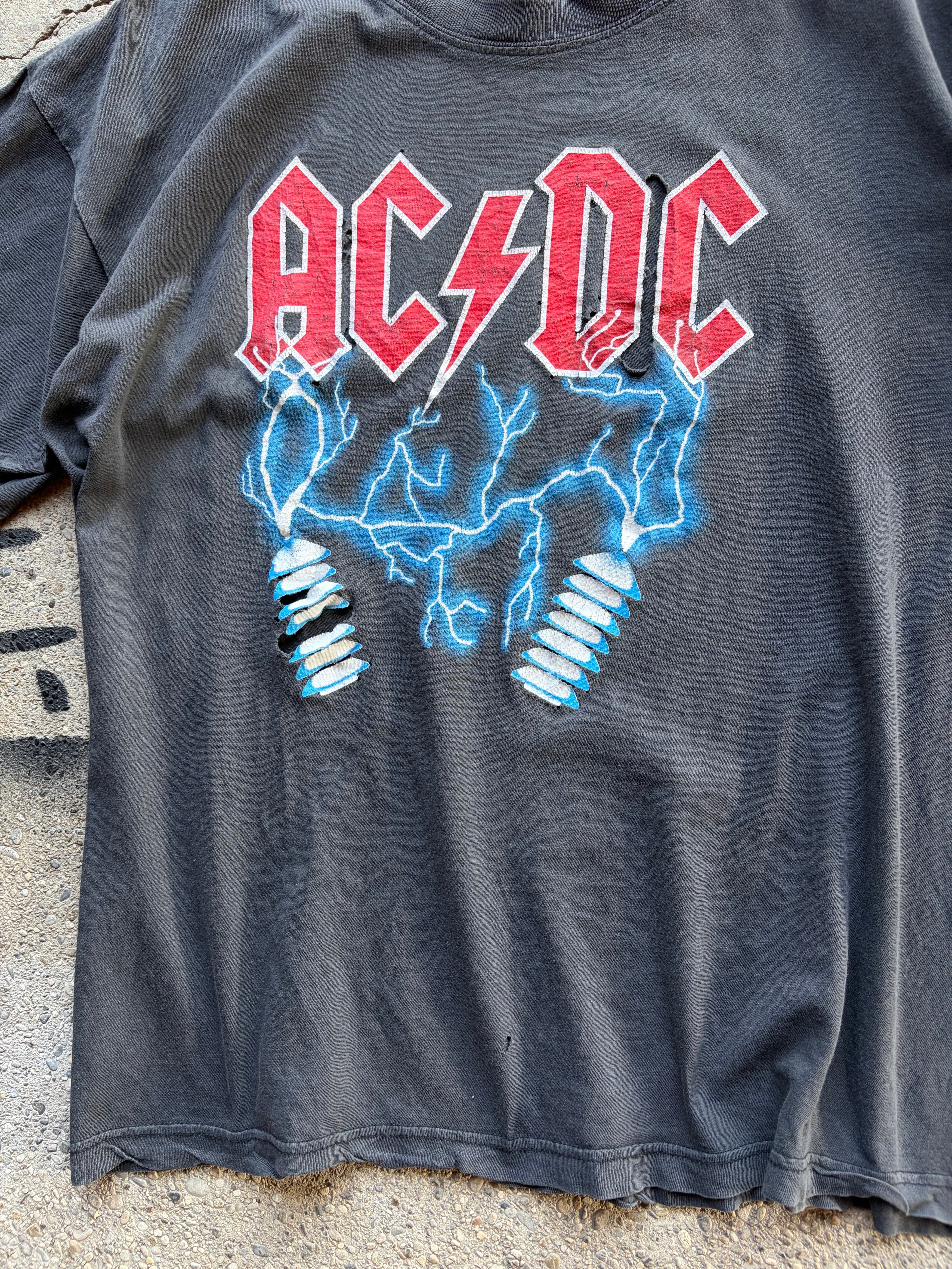 Vintage Trashed sun Faded acdc band shirt Size M/L