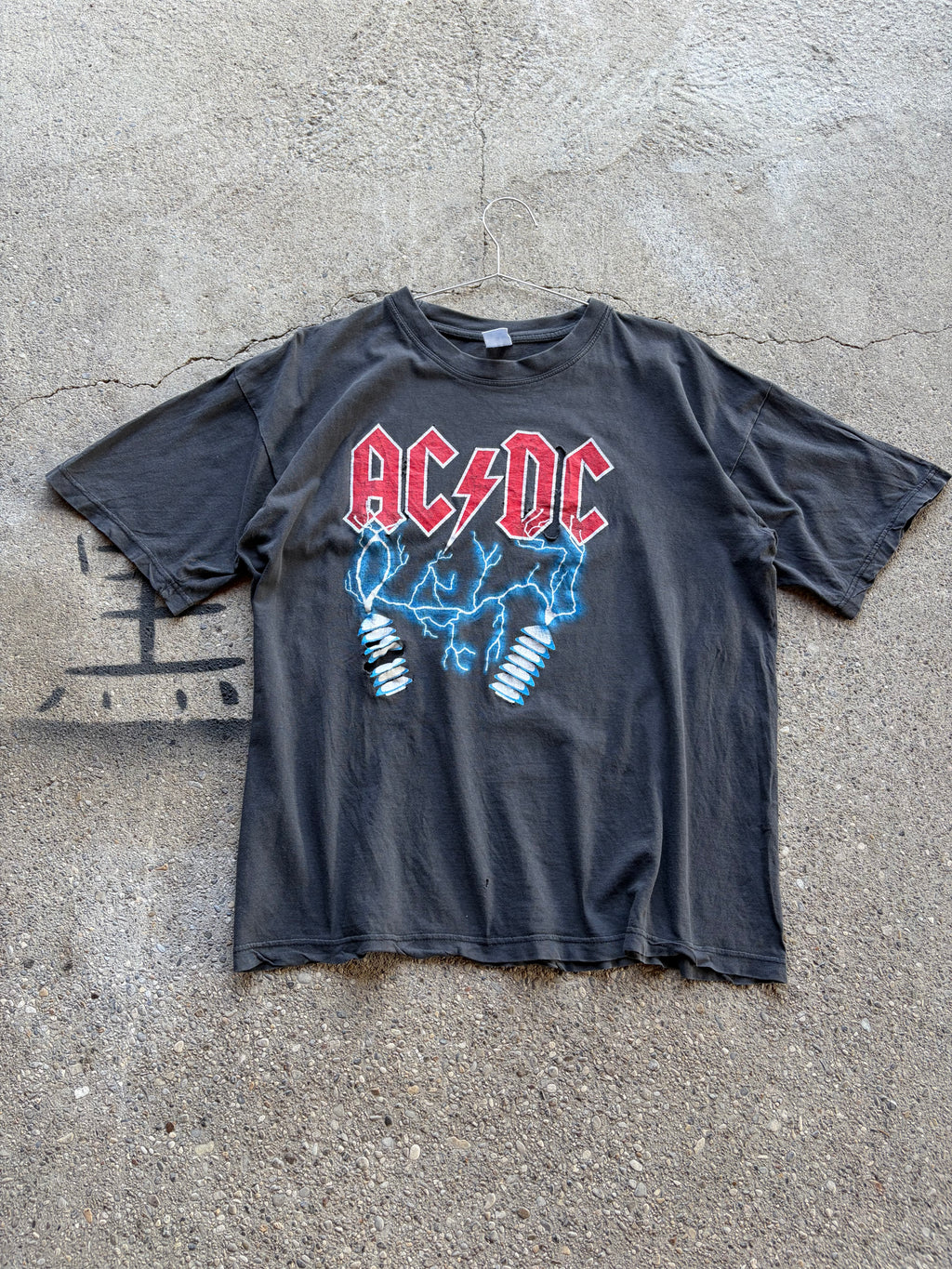 Vintage Trashed sun Faded acdc band shirt Size M/L
