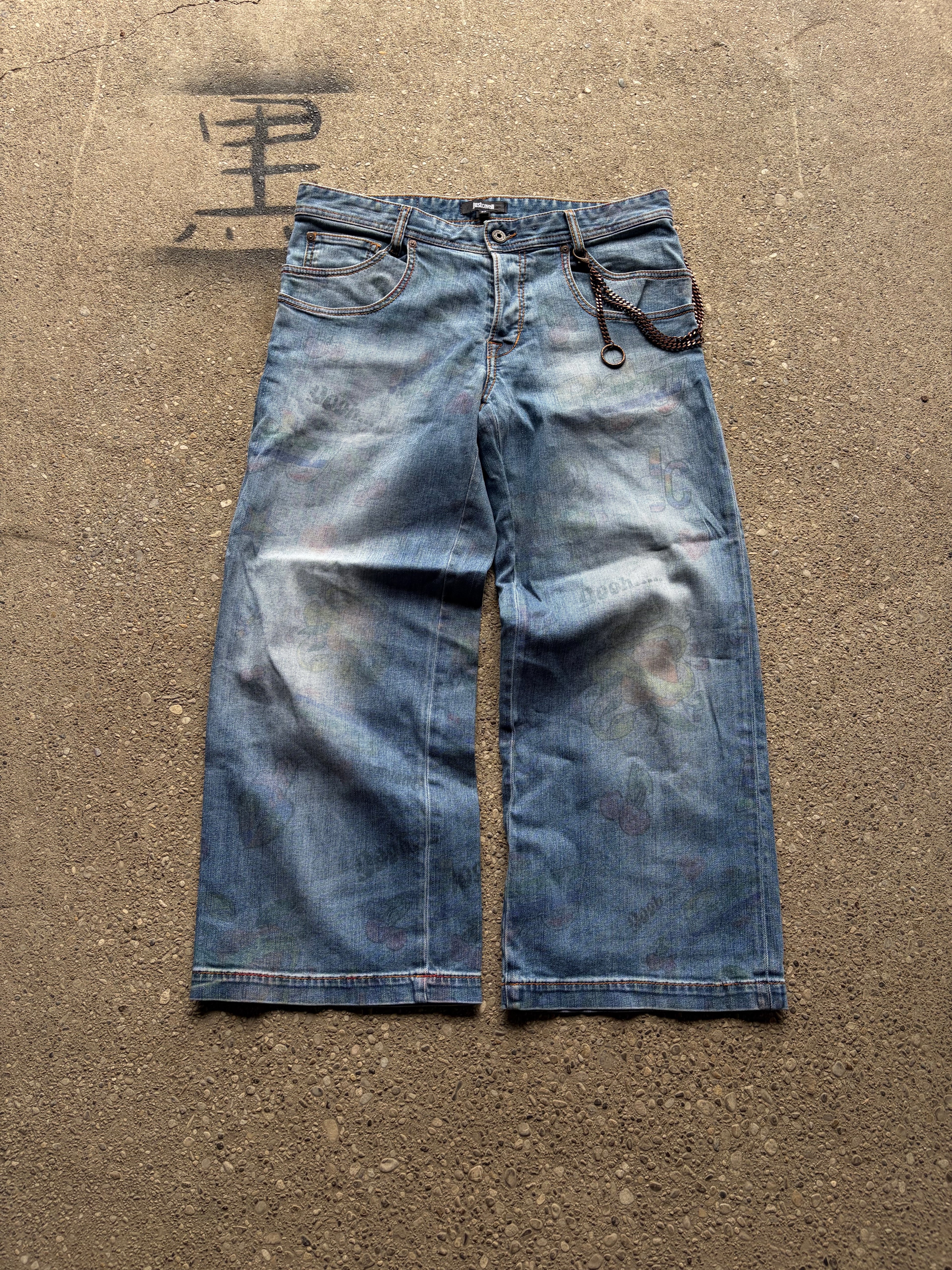 Vintage printed just cavalli denim