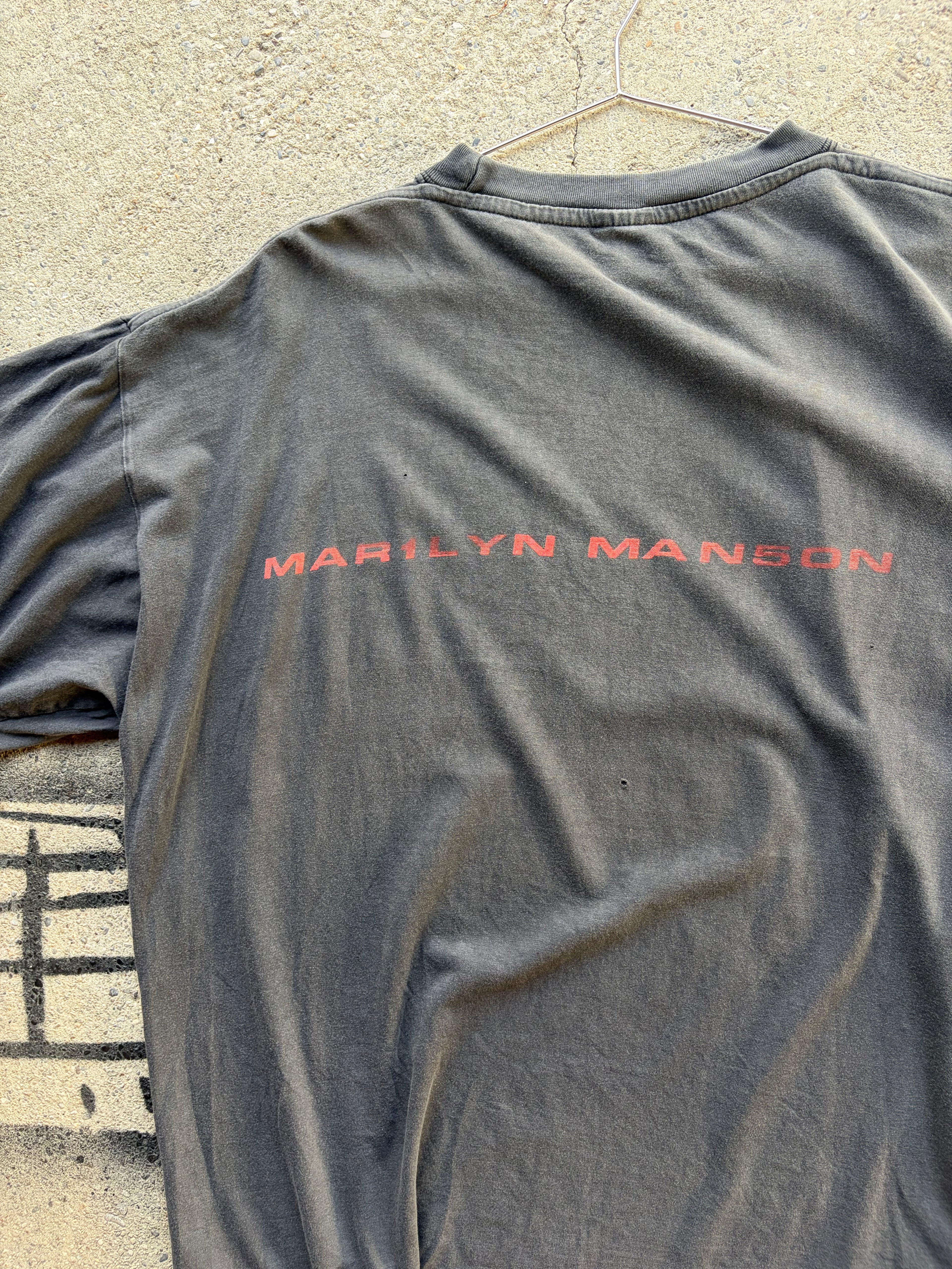 Vintage sun Faded Trashed Marilyn Manson God is in the TV Shirt