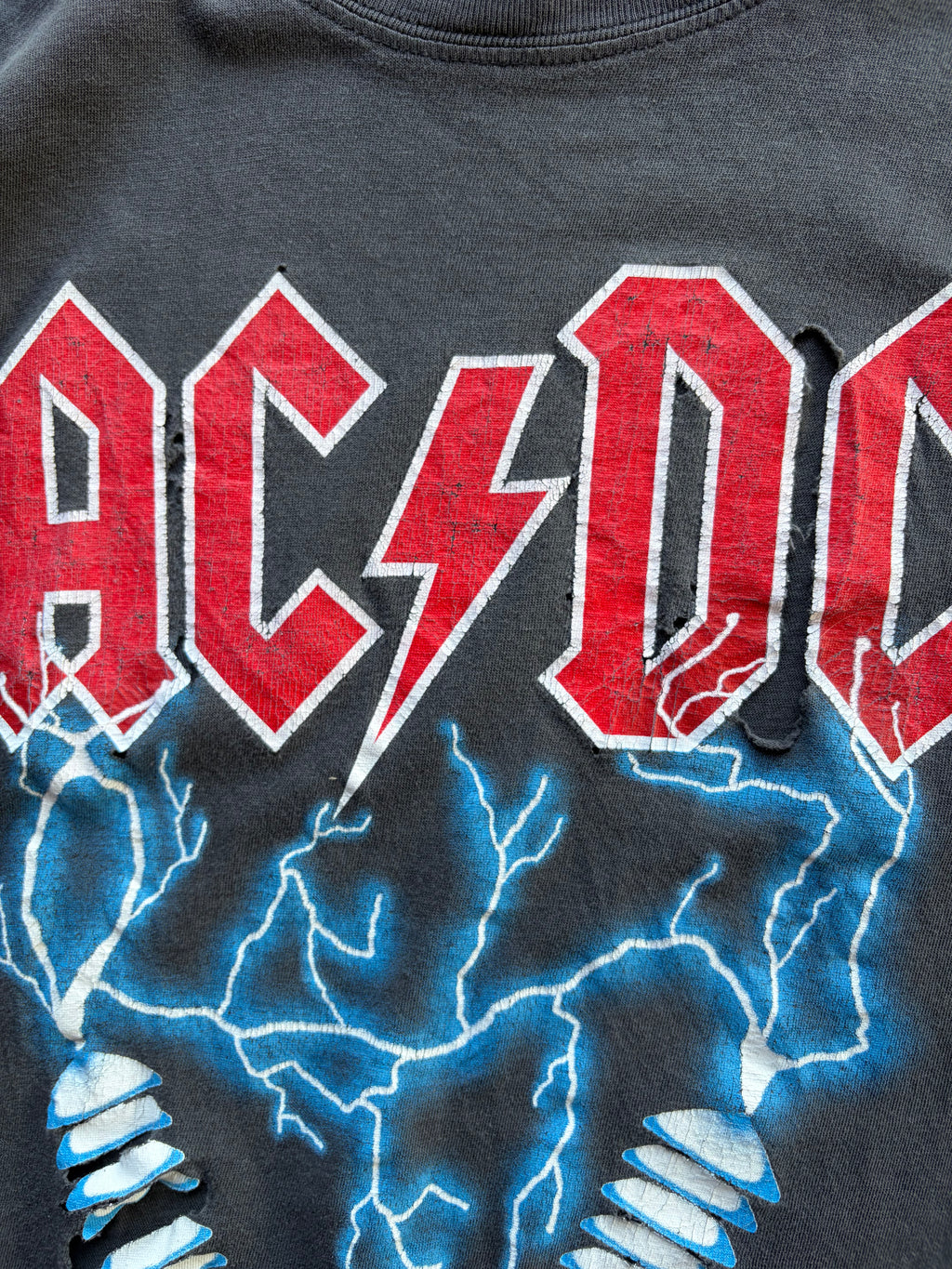 Vintage Trashed sun Faded acdc band shirt Size M/L