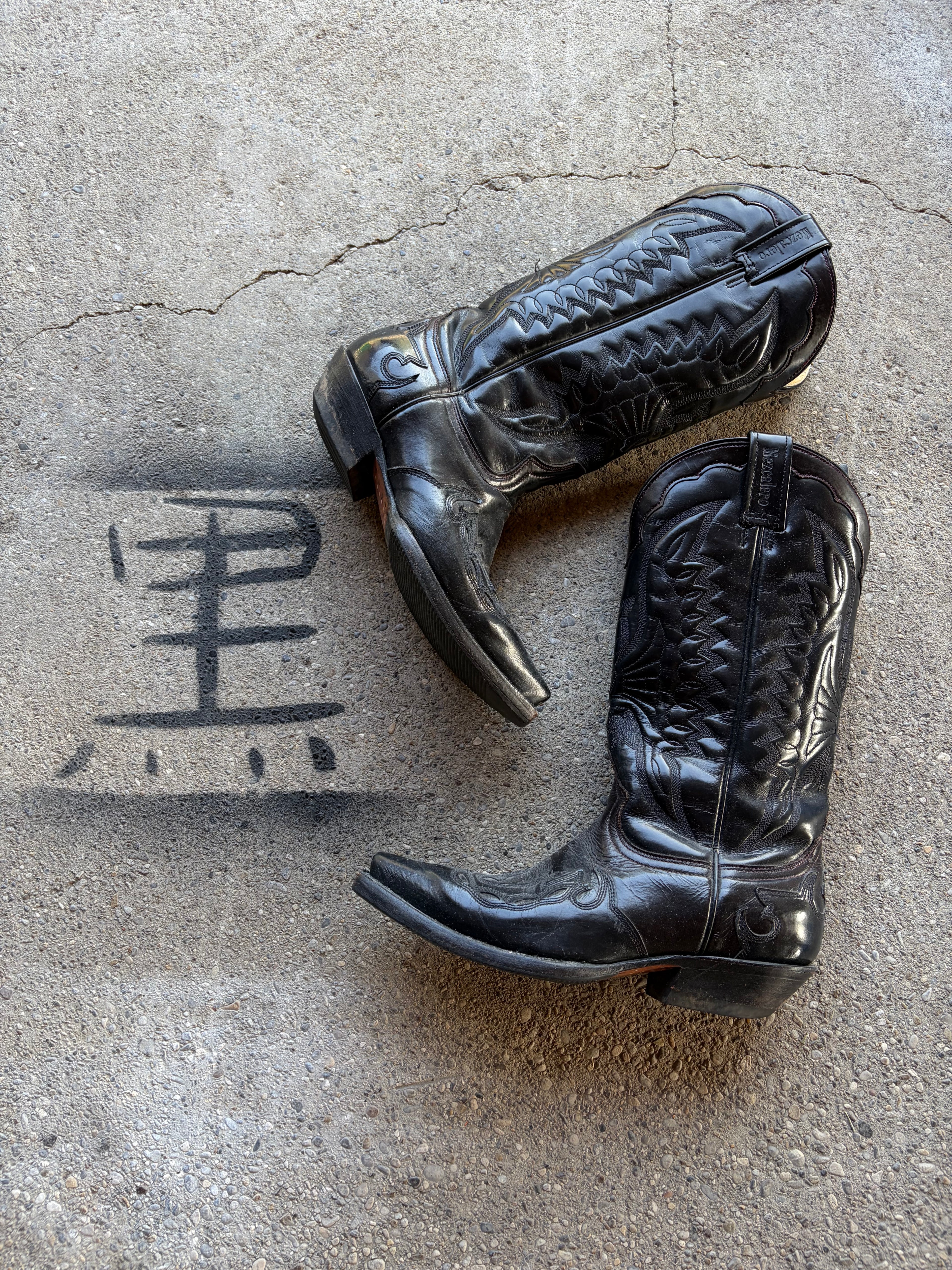 Vintage Leather Cowboy Boots Size 38