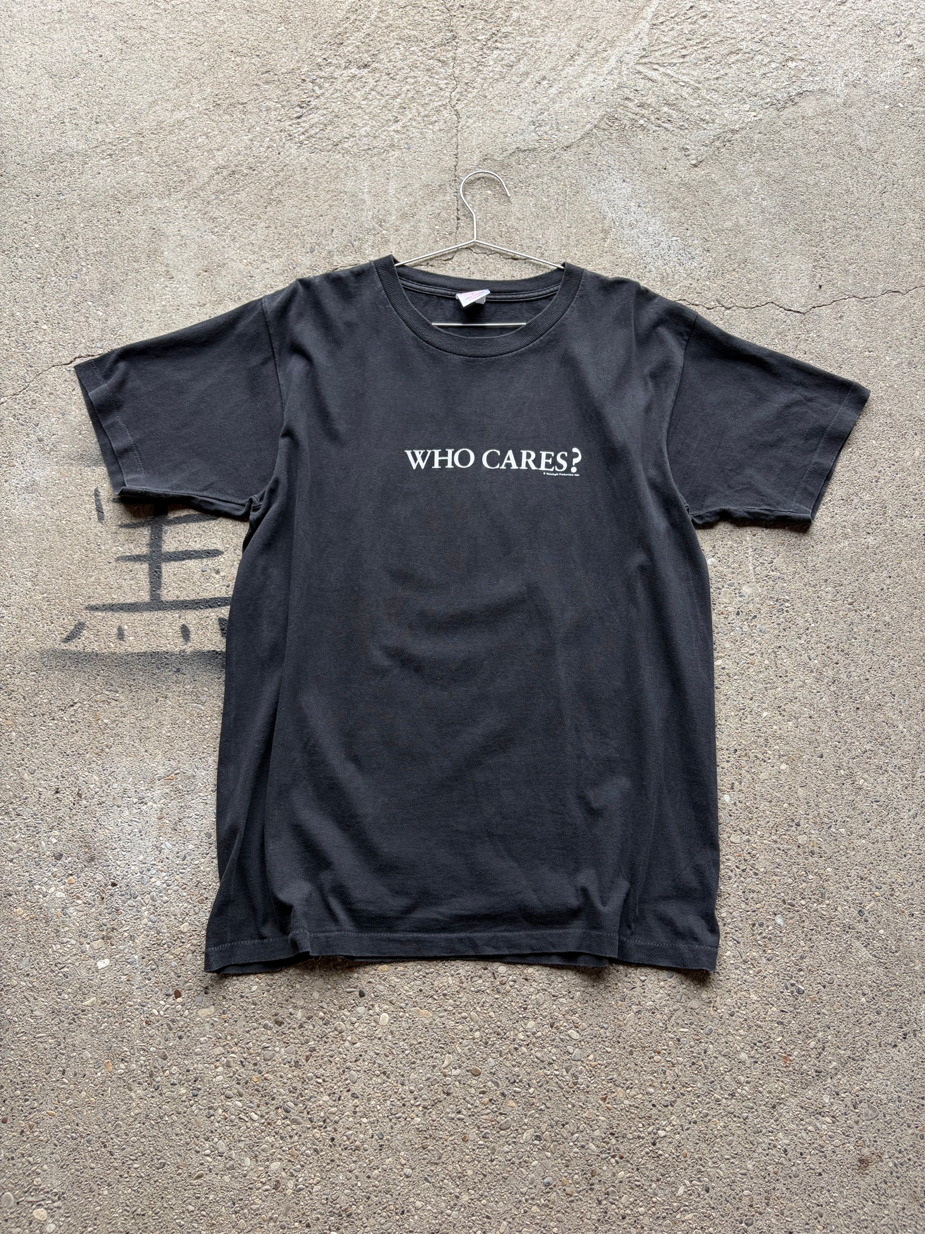 Vintage faded Single Stitch who cares Shirt Size L/XL