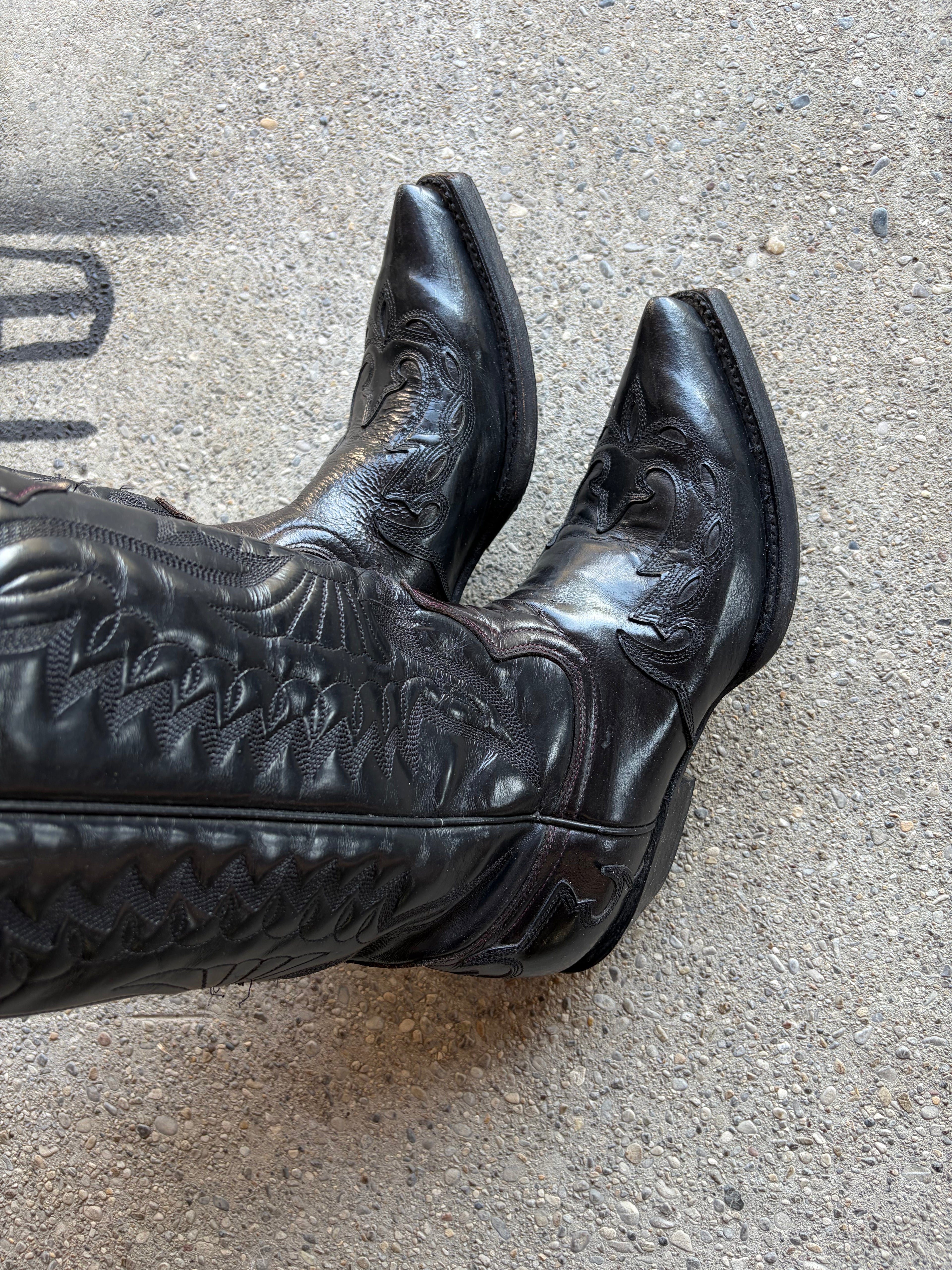Vintage Leather Cowboy Boots Size 38