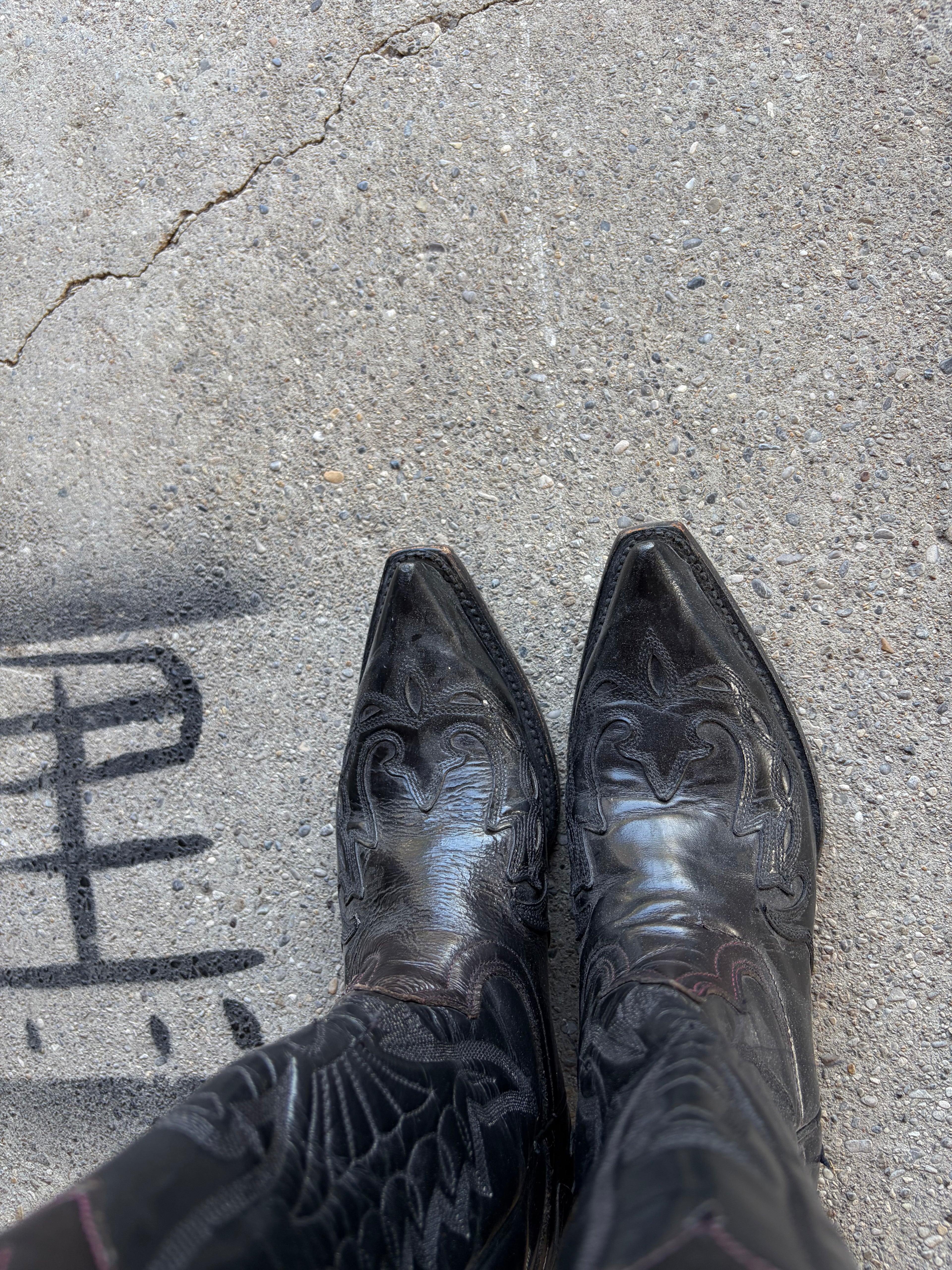 Vintage Leather Cowboy Boots Size 38