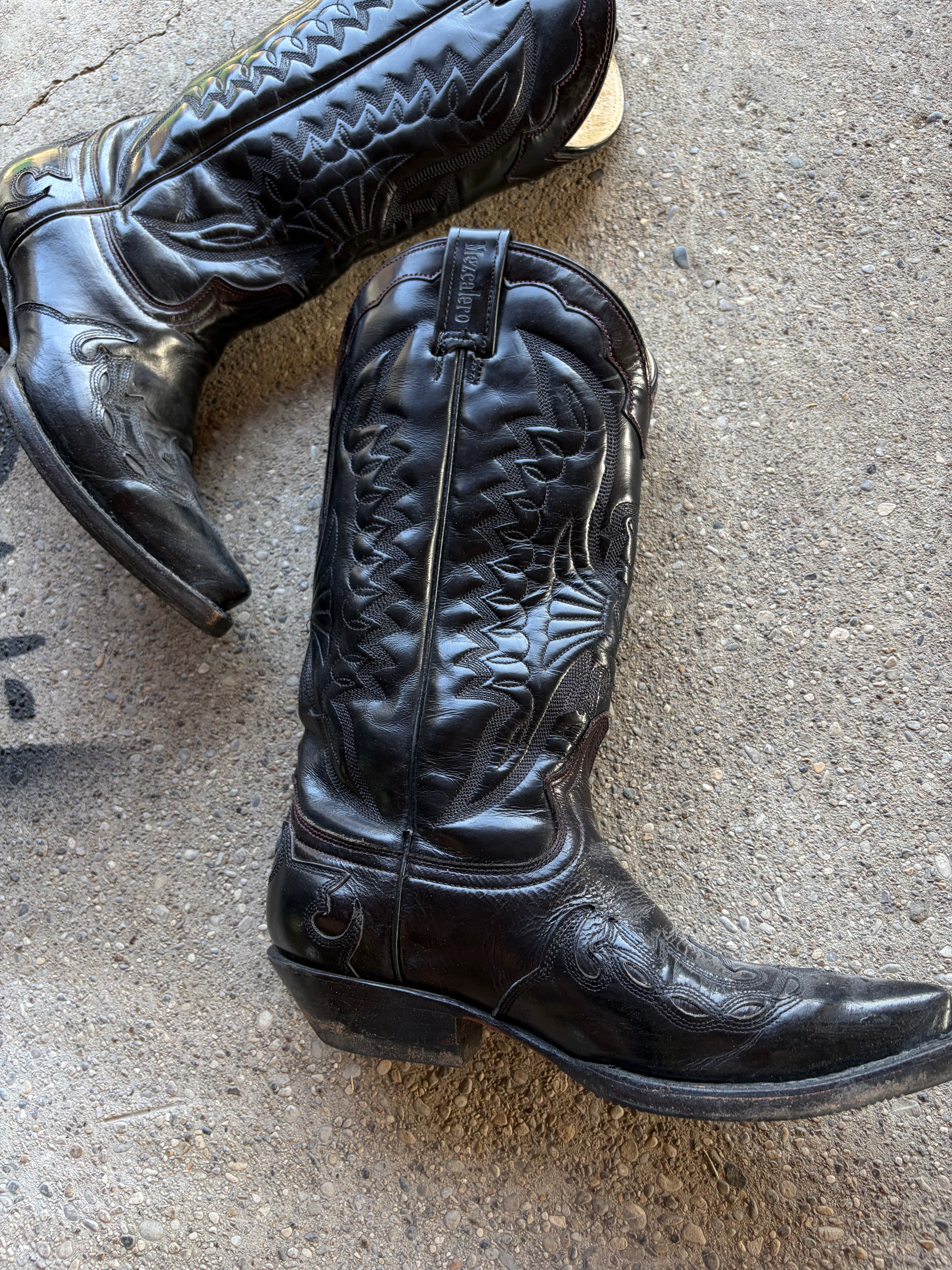 Vintage Leather Cowboy Boots Size 38
