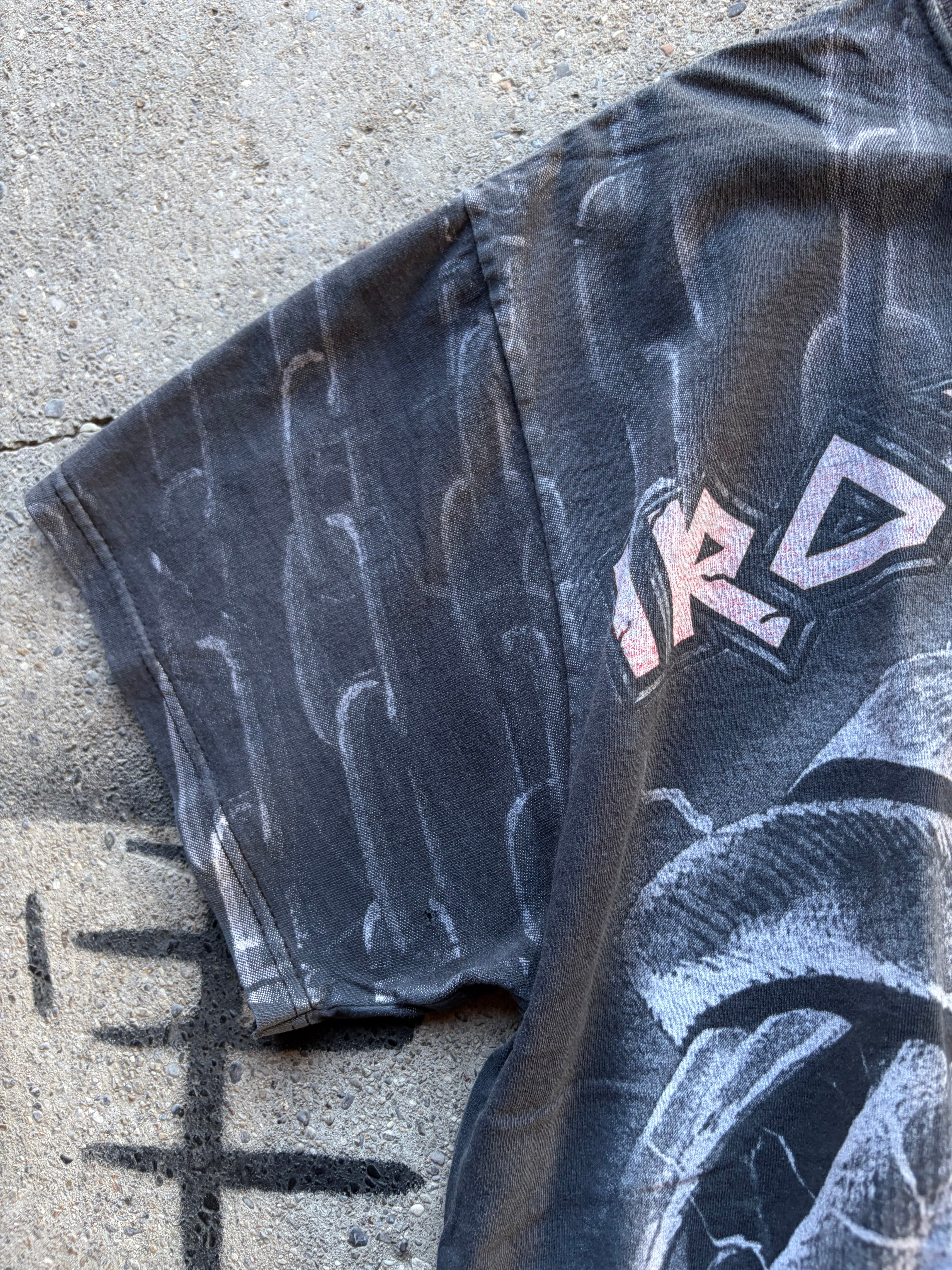 Vintage Faded Full Print Iron Maiden T Shirt Size S/M