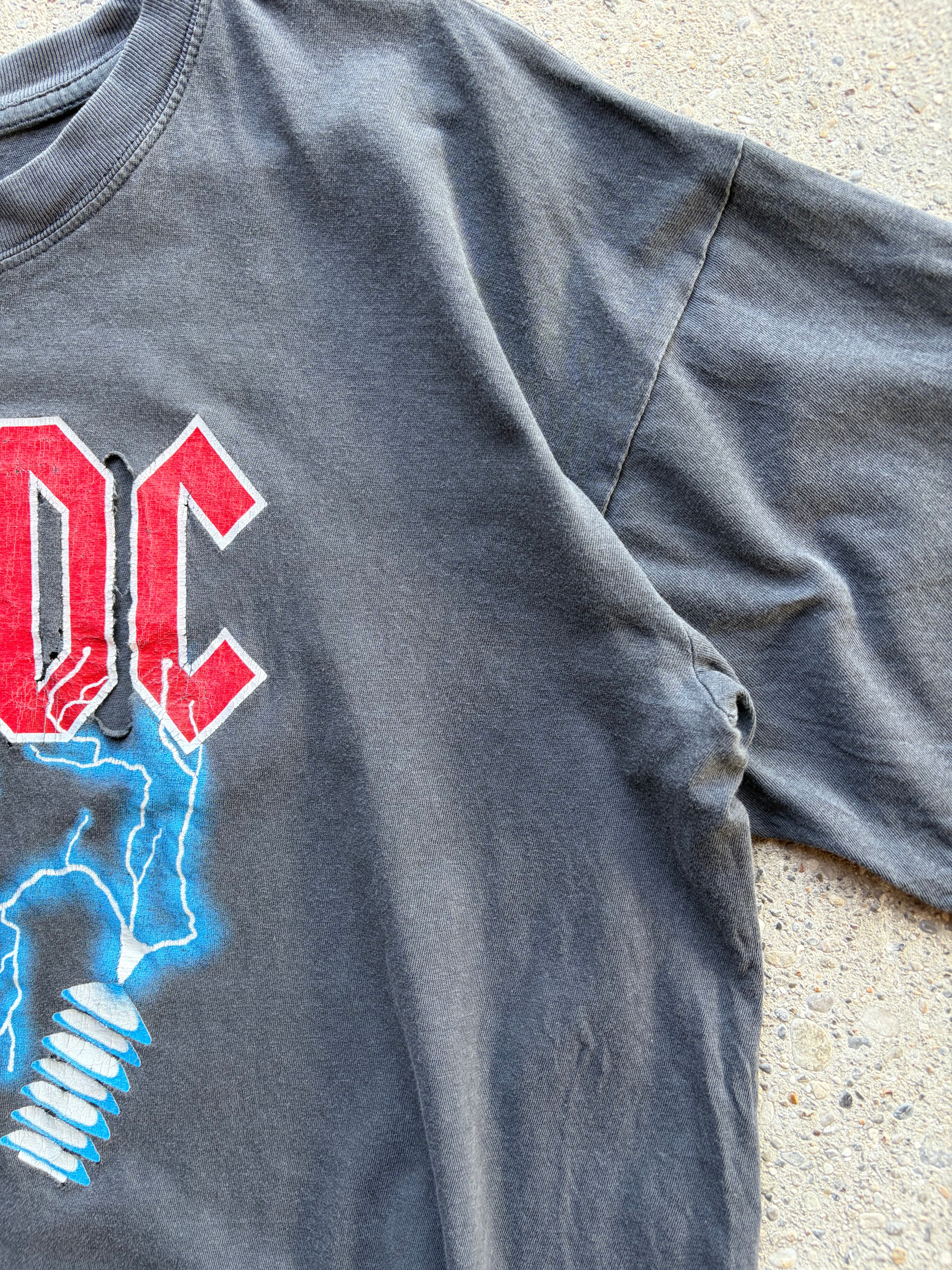 Vintage Trashed sun Faded acdc band shirt Size M/L