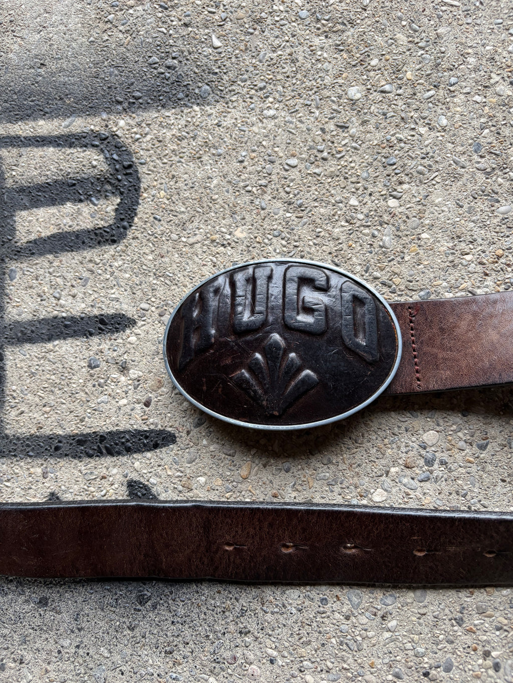 Vintage Hugo Boss buckle with leather belt