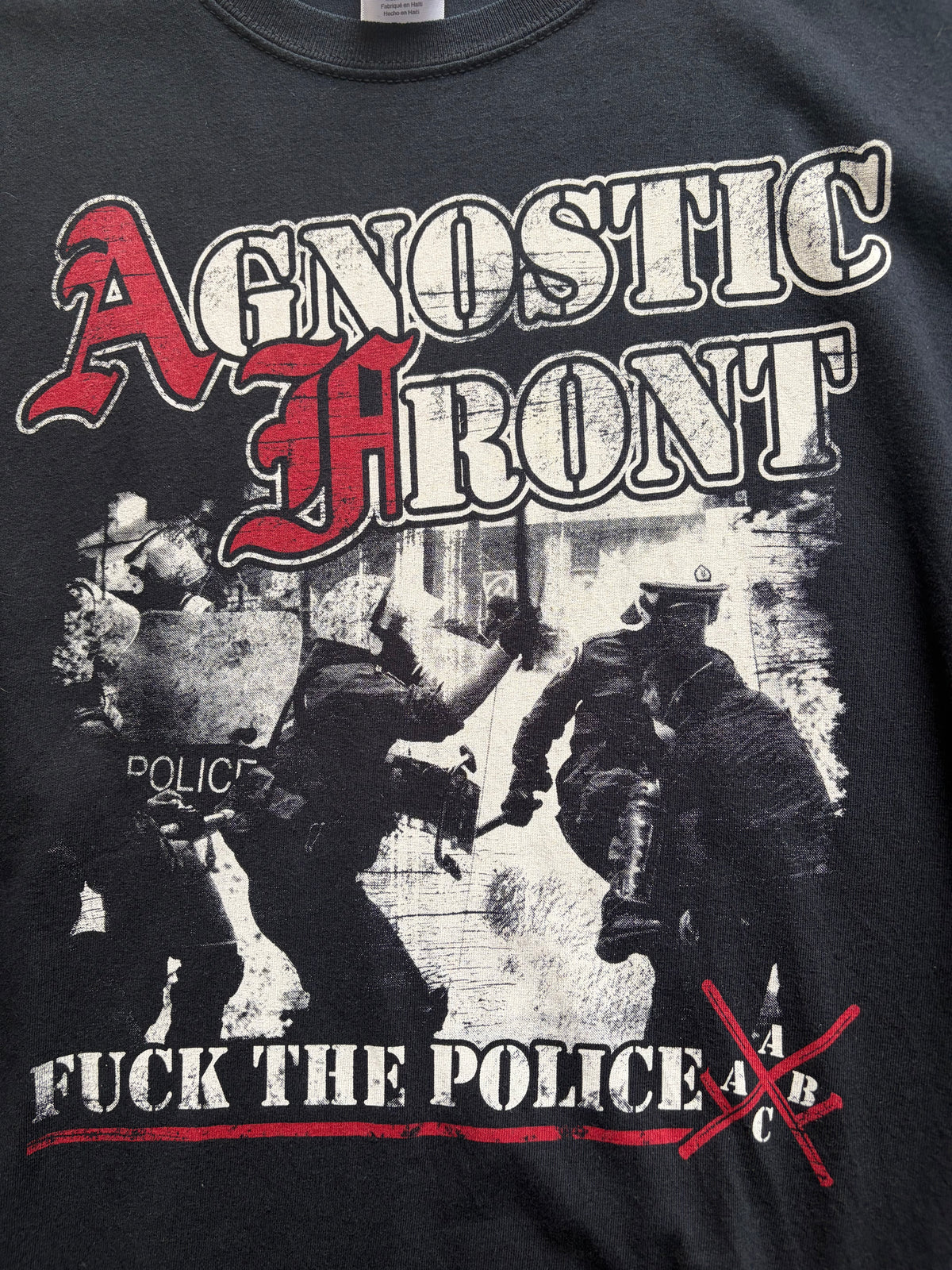 Vintage acab agnostic Front Punk Shirt Size XL/XXL