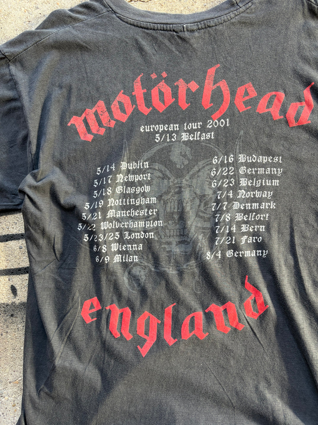 Vintage Faded 2001 motorhead Tour Shirt Size S/M