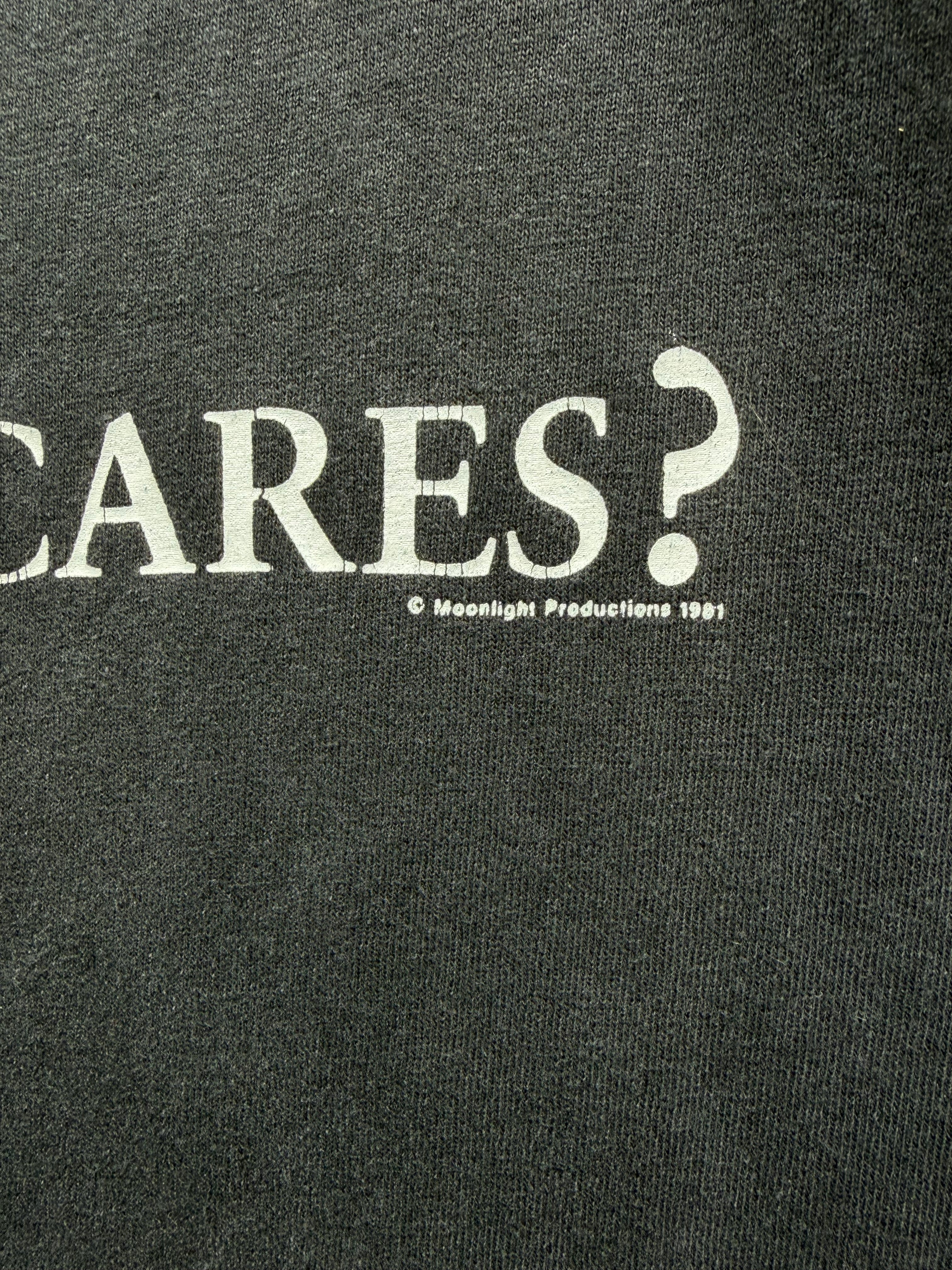 Vintage faded Single Stitch who cares Shirt Size L/XL